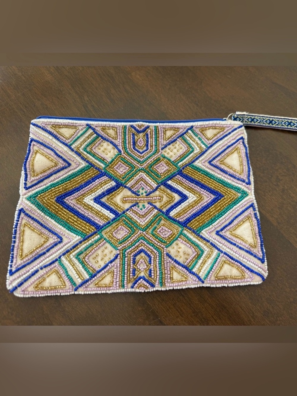 America & Beyond Ella Tribal Embellished Wristlet Beaded Boho Clutch